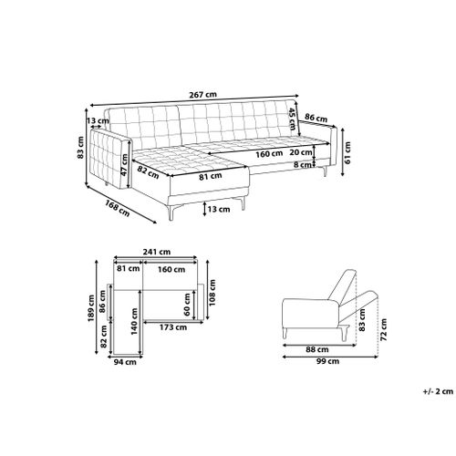 Canapé-lit D'angle Modulable 4 Places Aberdeen Tissu Blanc Cassé Côté Droit