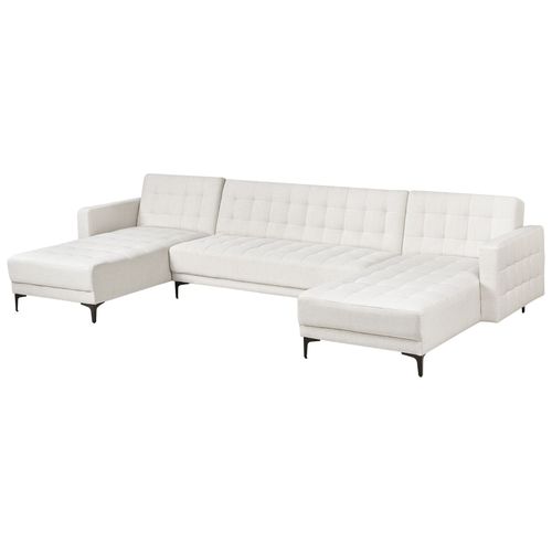 Canapé-lit Modulable En Forme De U 5 Places Aberdeen Tissu Blanc Cassé
