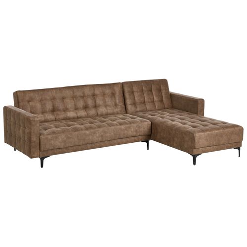 Canapé-lit D'angle Modulable 4 Places Aberdeen Cuir Pu Marron Côté Gauche