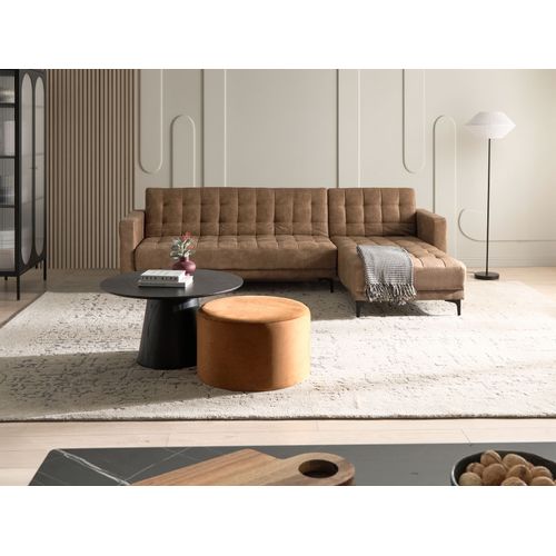 Canapé-lit D'angle Modulable 4 Places Aberdeen Cuir Pu Marron Côté Gauche