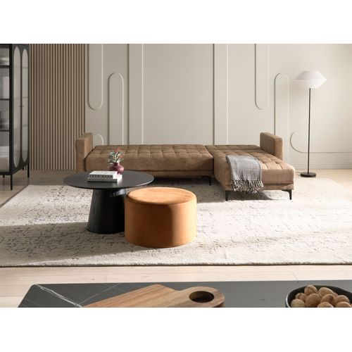 Canapé-lit D'angle Modulable 4 Places Aberdeen Cuir Pu Marron Côté Gauche