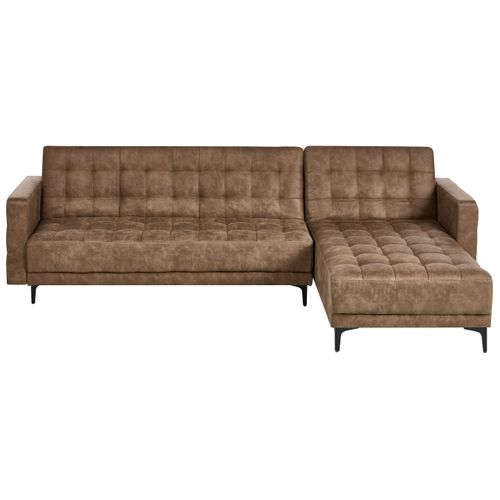 Canapé-lit D'angle Modulable 4 Places Aberdeen Cuir Pu Marron Côté Gauche