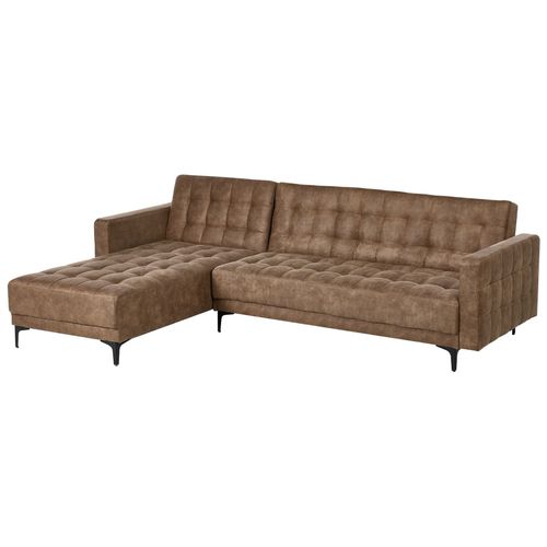 Canapé-lit D'angle Modulable 4 Places Aberdeen Cuir Pu Marron Côté Droit