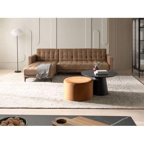 Canapé-lit D'angle Modulable 4 Places Aberdeen Cuir Pu Marron Côté Droit