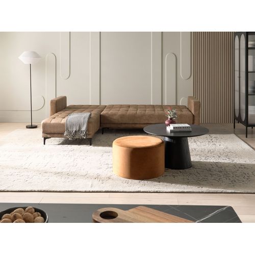 Canapé-lit D'angle Modulable 4 Places Aberdeen Cuir Pu Marron Côté Droit