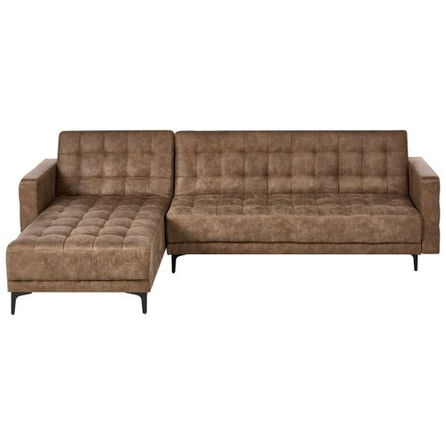 Canapé-lit D'angle Modulable 4 Places Aberdeen Cuir Pu Marron Côté Droit