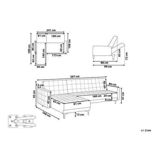 Canapé-lit D'angle Modulable 4 Places Aberdeen Cuir Pu Marron Côté Droit