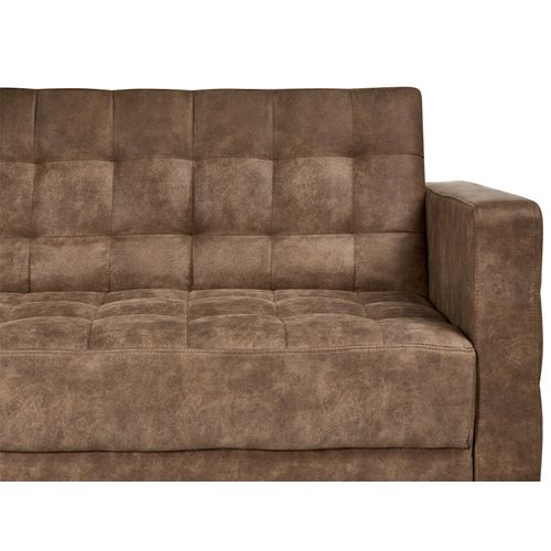 Canapé-lit D'angle Modulable 4 Places Aberdeen Cuir Pu Marron Côté Droit