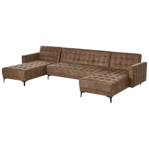 Canapé-lit Modulable En Forme De U 5 Places Aberdeen Cuir Pu Marron