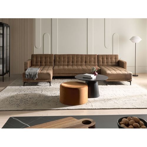 Canapé-lit Modulable En Forme De U 5 Places Aberdeen Cuir Pu Marron