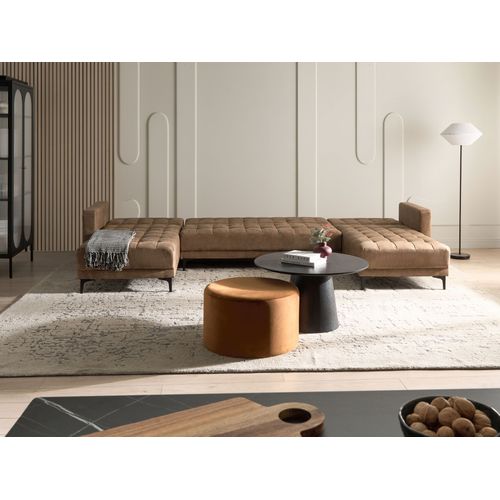 Canapé-lit Modulable En Forme De U 5 Places Aberdeen Cuir Pu Marron