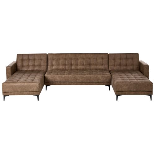 Canapé-lit Modulable En Forme De U 5 Places Aberdeen Cuir Pu Marron