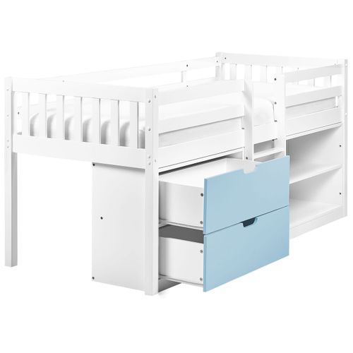 Lit à Mit-hauteur Bois Susville 90 X 200 Cm Bleu