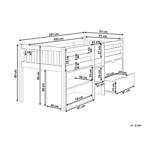 Lit à Mit-hauteur Bois Susville 90 X 200 Cm Bleu