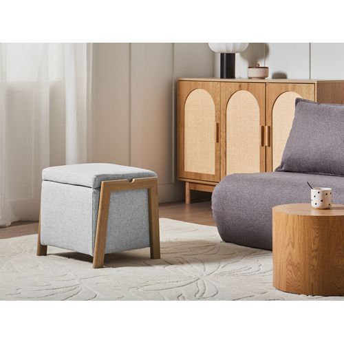 Pouf De Rangement Edland Tissu 45 Cm 43 Cm Gris Clair