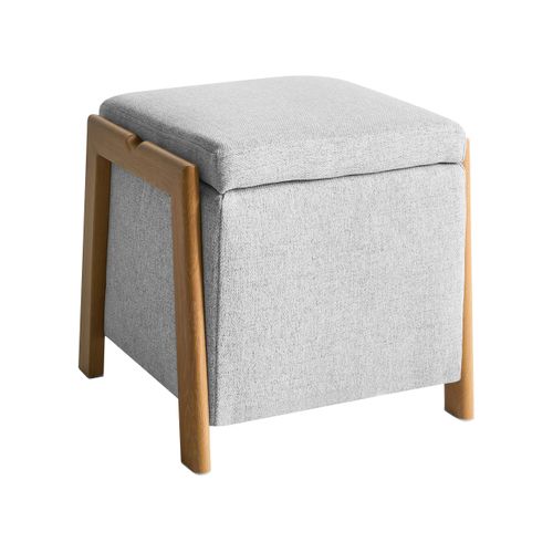 Pouf De Rangement Edland Tissu 45 Cm 43 Cm Gris Clair