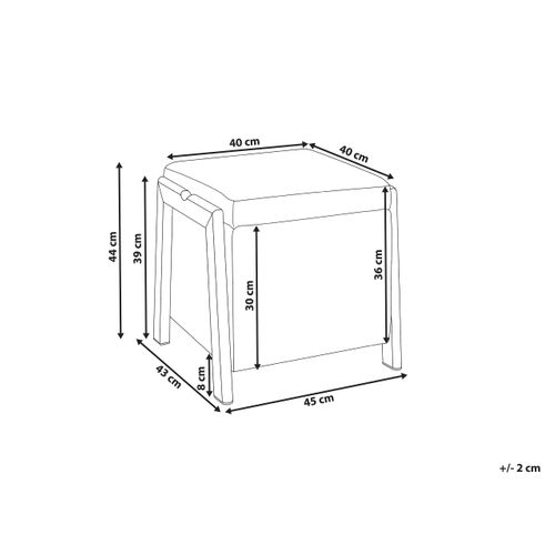 Pouf De Rangement Edland Tissu 45 Cm 43 Cm Gris Clair