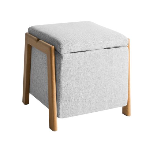 Pouf De Rangement Edland Tissu 45 Cm 43 Cm Gris Clair
