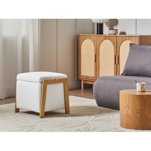 Pouf De Rangement Edland Bouclé 45 Cm 43 Cm Blanc