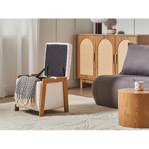 Pouf De Rangement Edland Bouclé 45 Cm 43 Cm Blanc