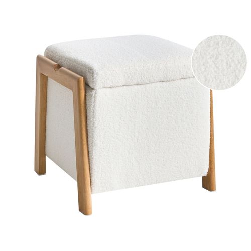 Pouf De Rangement Edland Bouclé 45 Cm 43 Cm Blanc
