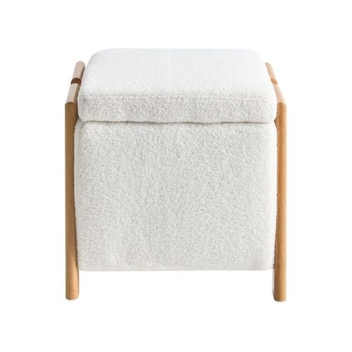 Pouf De Rangement Edland Bouclé 45 Cm 43 Cm Blanc