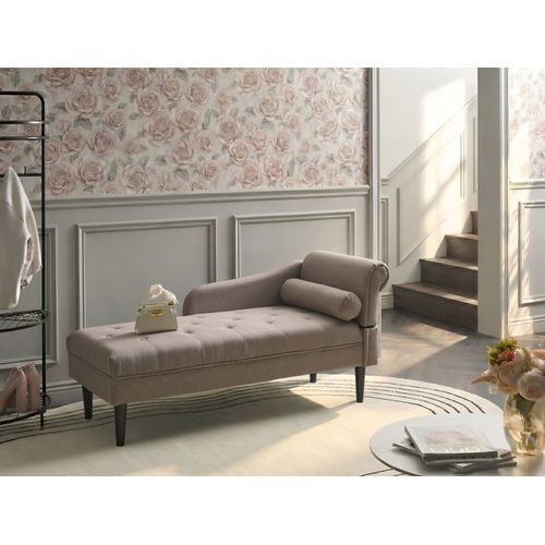 Chaise Longue Côté Droit Yvoire Tissu Taupe