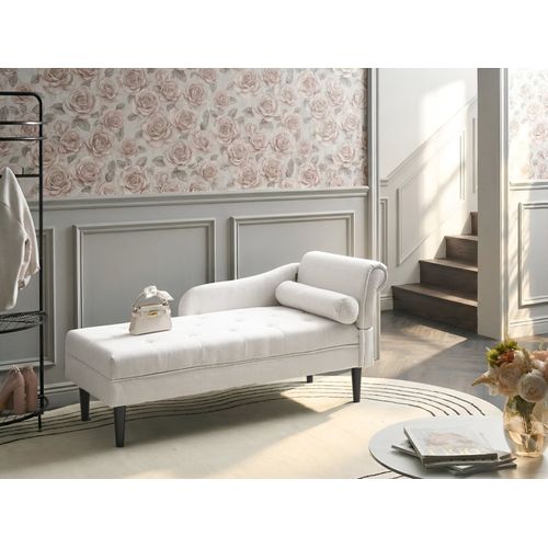 Chaise Longue Côté Droit Yvoire Tissu Blanc Cassé