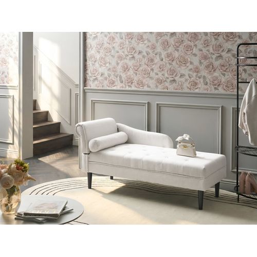 Chaise Longue Côté Gauche Yvoire Tissu Blanc Cassé