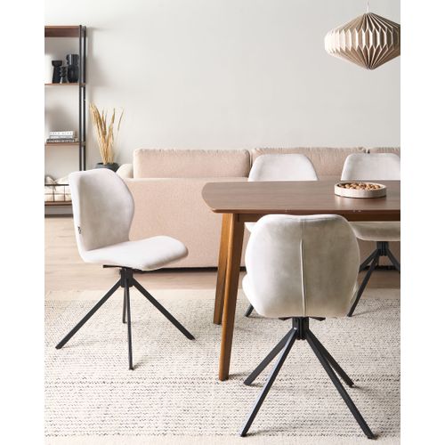 Lot De 4 Chaises De Salle à Manger Morrison Velours Beige Clair