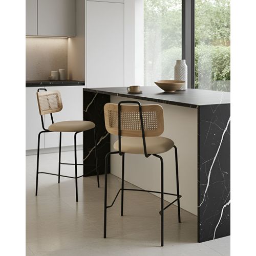 Lot De 2 Chaises De Bar Adelanto Beige Clair