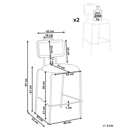 Lot De 2 Chaises De Bar Adelanto Marron
