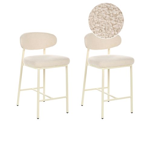 Lot De 2 Chaises De Bar Unity Bouclé Beige Clair