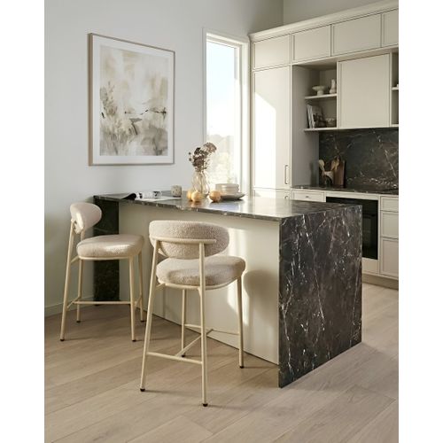 Lot De 2 Chaises De Bar Unity Bouclé Beige Clair