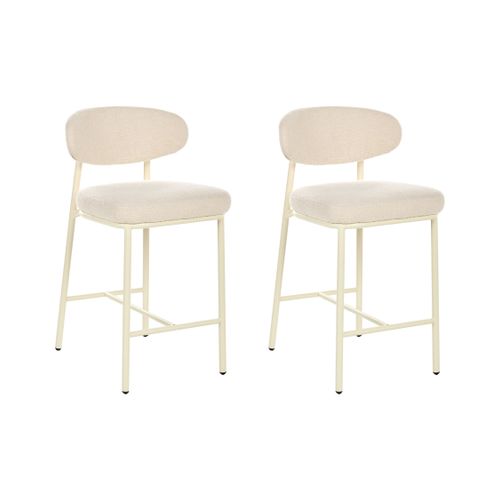 Lot De 2 Chaises De Bar Unity Bouclé Beige Clair