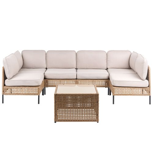 Canapé De Jardin En Forme De U 6 Places Omegana Beige Clair