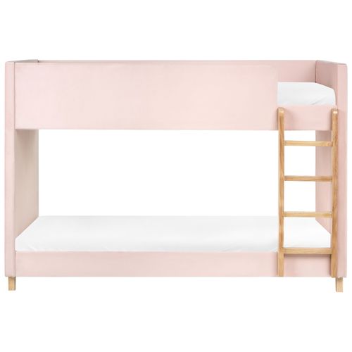 Lit Superposé Velours Chocques 90 X 200 Cm Rose Pastel