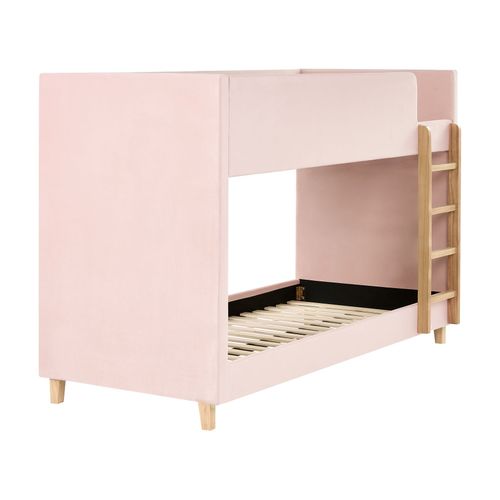 Lit Superposé Velours Chocques 90 X 200 Cm Rose Pastel