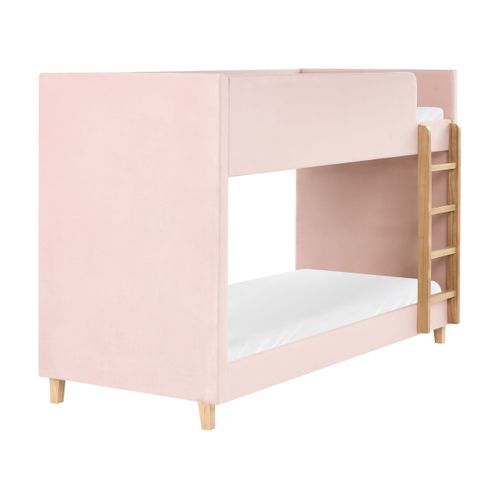 Lit Superposé Velours Chocques 90 X 200 Cm Rose Pastel