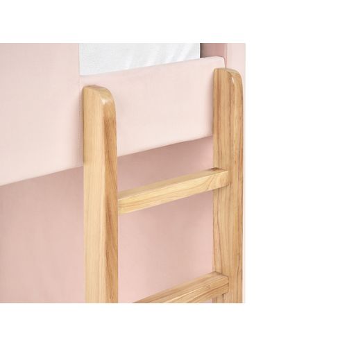 Lit Superposé Velours Chocques 90 X 200 Cm Rose Pastel