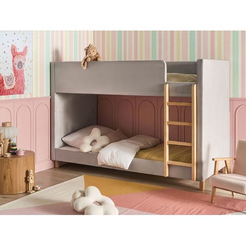 Lit Superposé Velours Chocques 90 X 200 Cm Gris Clair