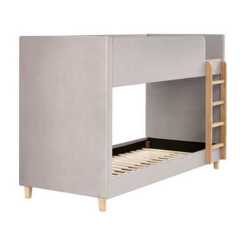 Lit Superposé Velours Chocques 90 X 200 Cm Gris Clair