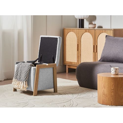 Ensemble De Salon 3 Places Edland Tissu Gris Clair Avec Pouf