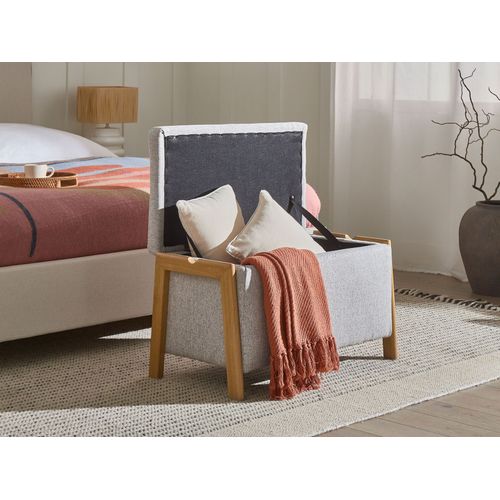 Ensemble De Salon 3 Places Edland Tissu Gris Clair Avec Banc