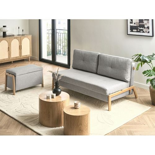 Ensemble De Salon 3 Places Edland Tissu Gris Clair Avec Banc