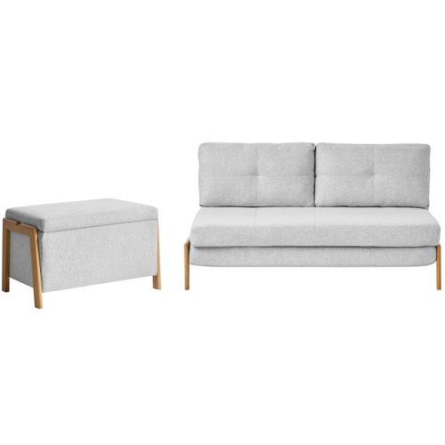 Ensemble De Salon 3 Places Edland Tissu Gris Clair Avec Banc