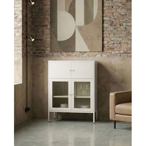 Vitrine En Verre Esholt Métal 80 Cm Beige Clair