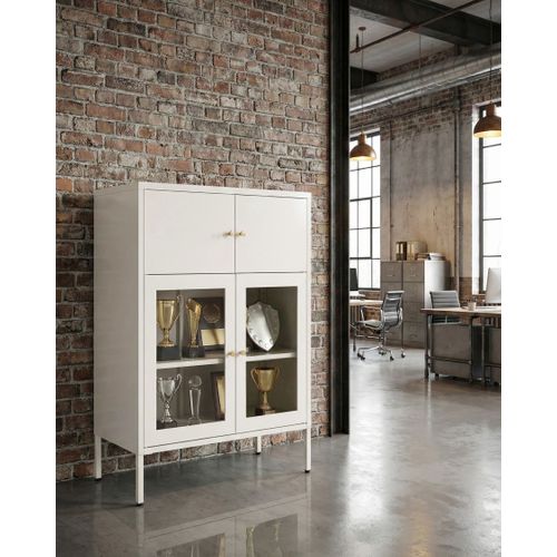 Vitrine En Verre Esholt Métal 80 Cm Beige Clair