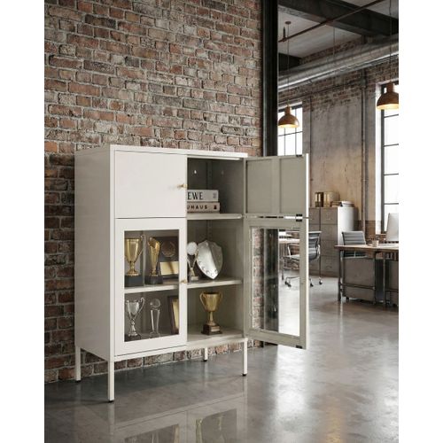 Vitrine En Verre Esholt Métal 80 Cm Beige Clair