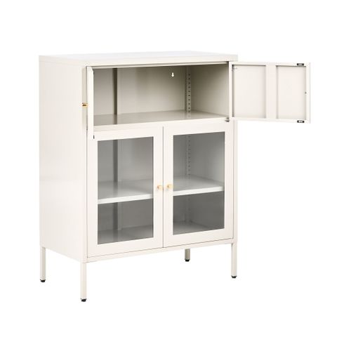 Vitrine En Verre Esholt Métal 80 Cm Beige Clair